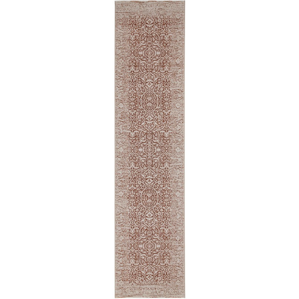 Grandeur Runner Rugs in Terracotta Damask